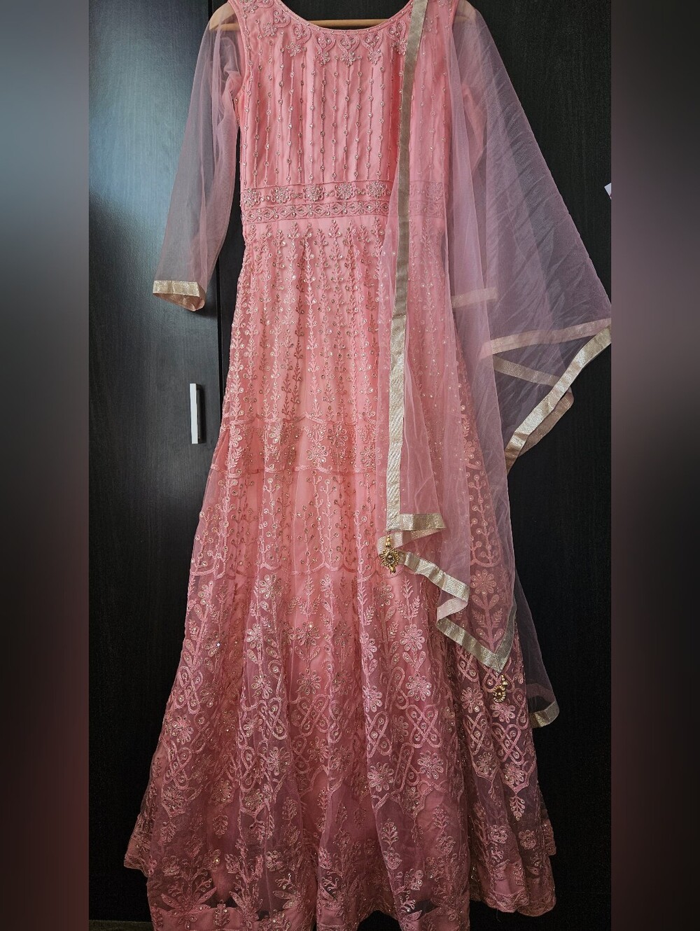 Indian Pink Embellished Maxi Dress